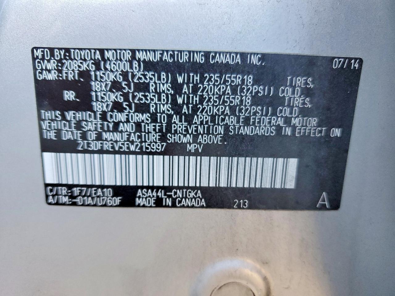 2014 TOYOTA RAV4 LIMITED photo 13