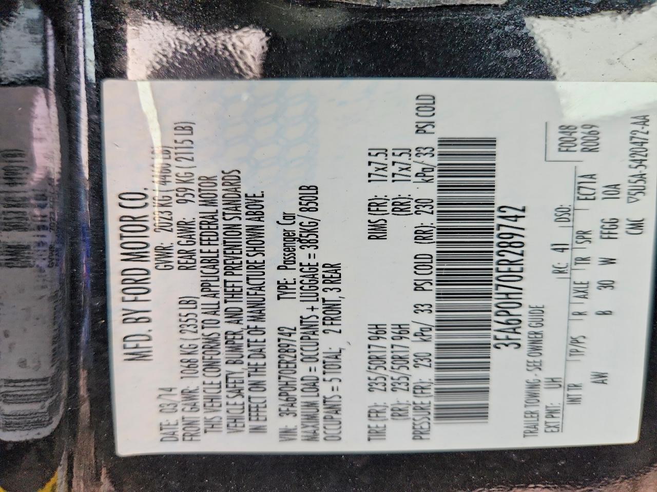 2014 FORD FUSION SE photo 13
