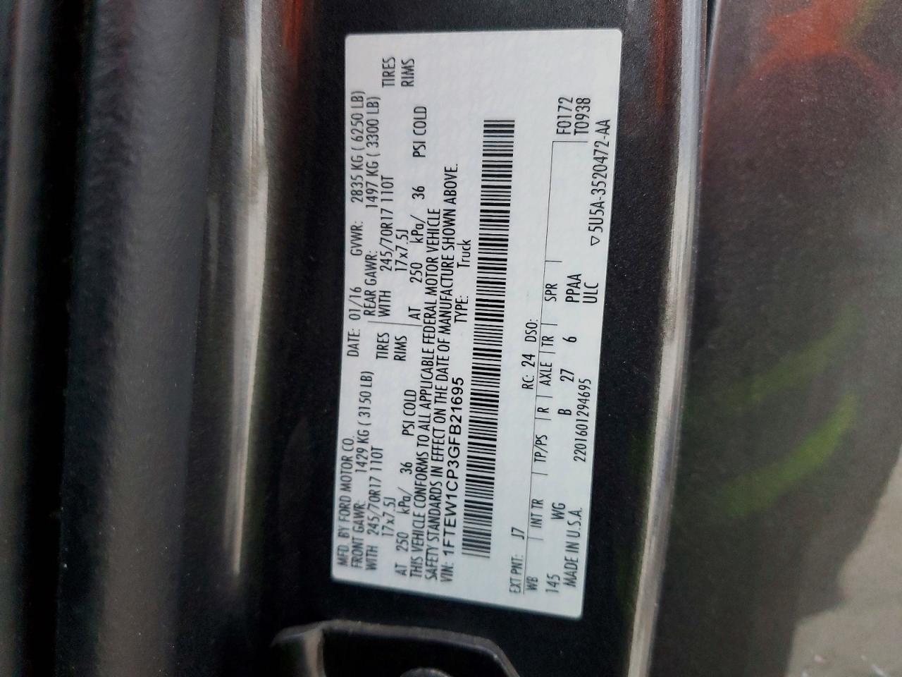 2016 FORD F150 SUPERCREW photo 12