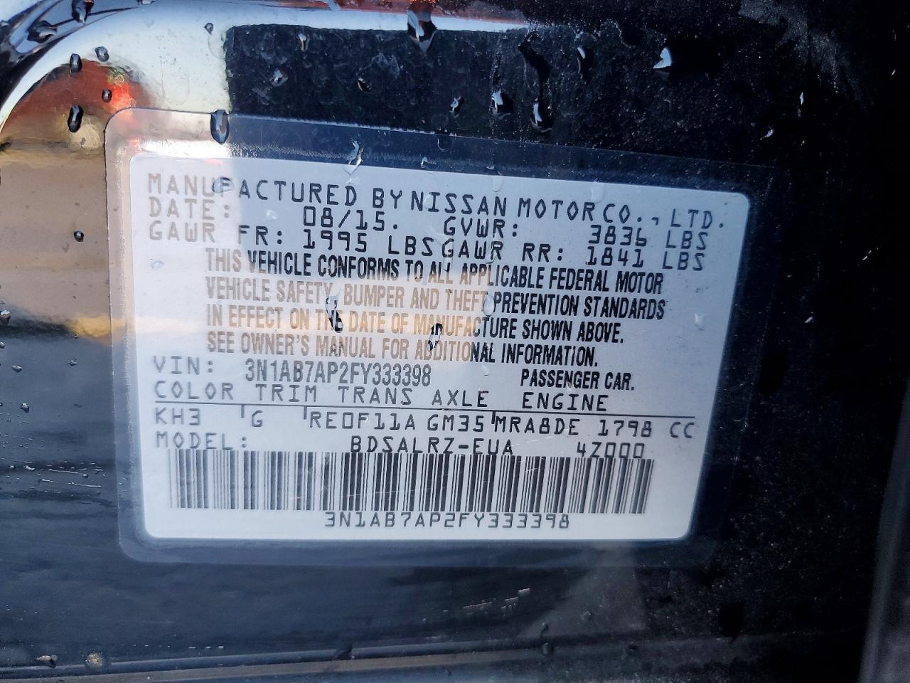 2015 NISSAN SENTRA S photo 13