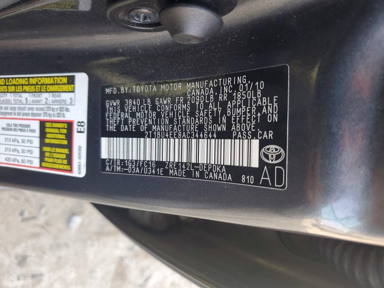 2010 TOYOTA COROLLA BASE photo 12