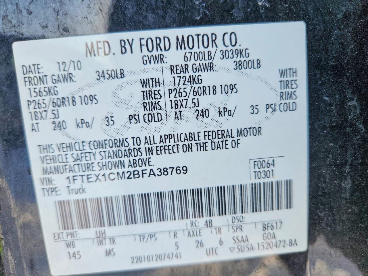 2011 FORD F150 SUPER CAB photo 12