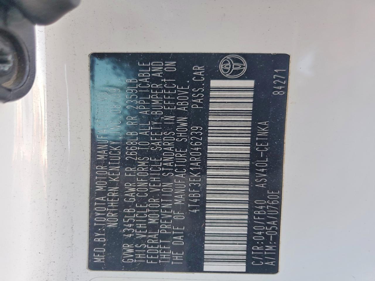 2010 TOYOTA CAMRY BASE photo 12