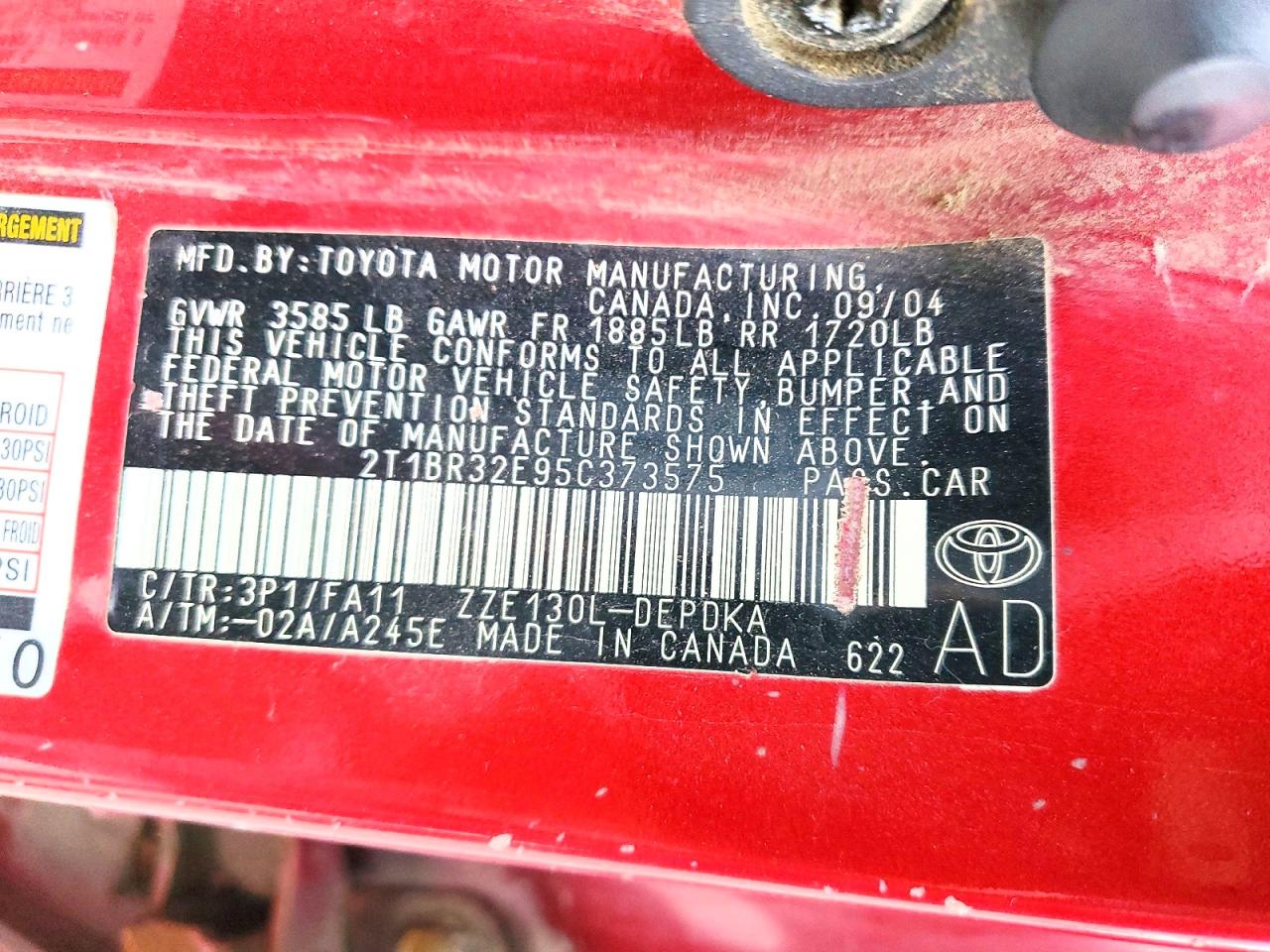 2005 TOYOTA COROLLA CE photo 12