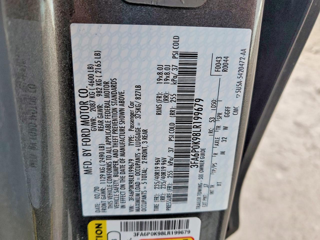 2020 FORD FUSION TITANIUM photo 12