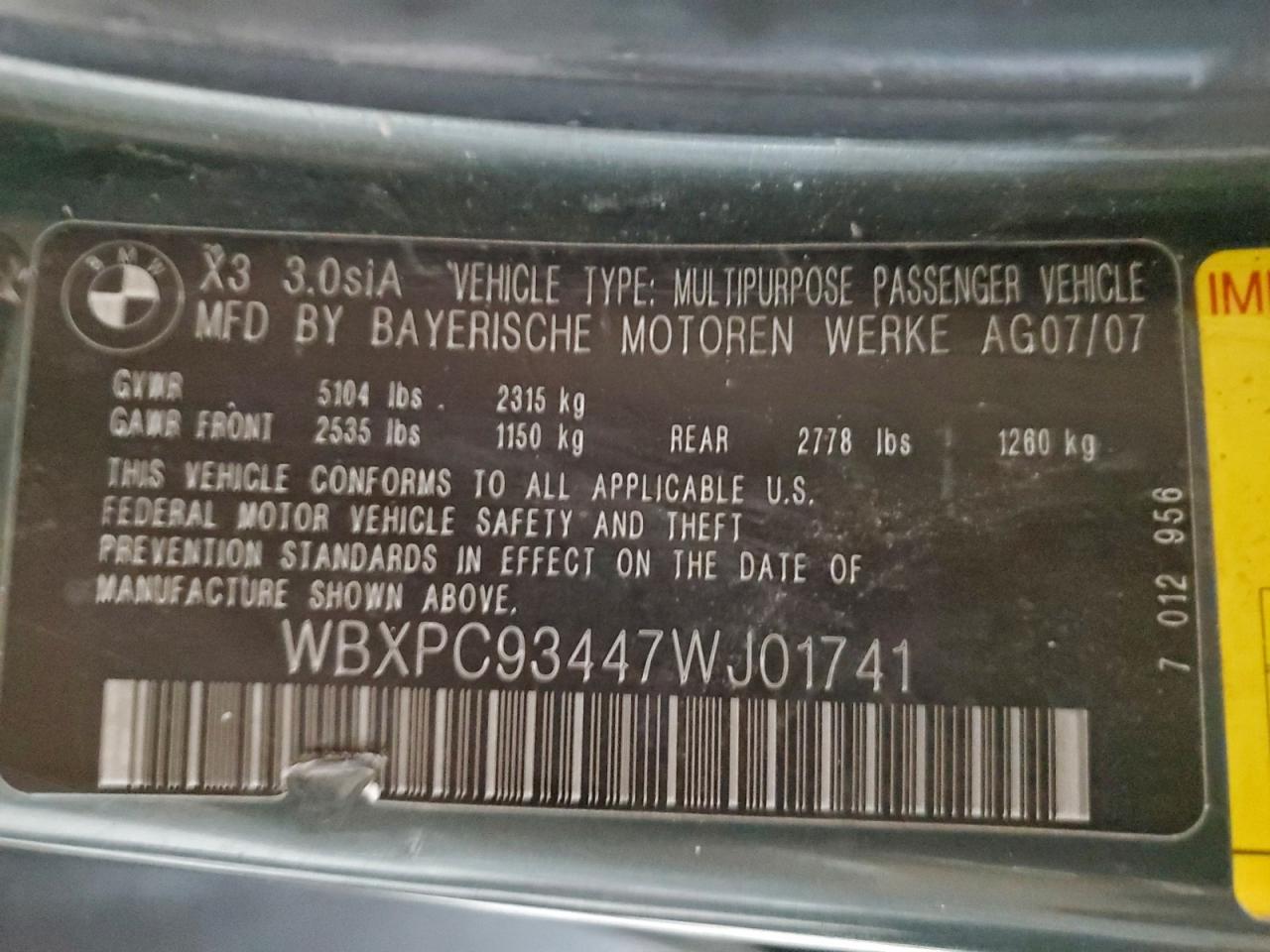 2007 BMW X3 3.0SI photo 13