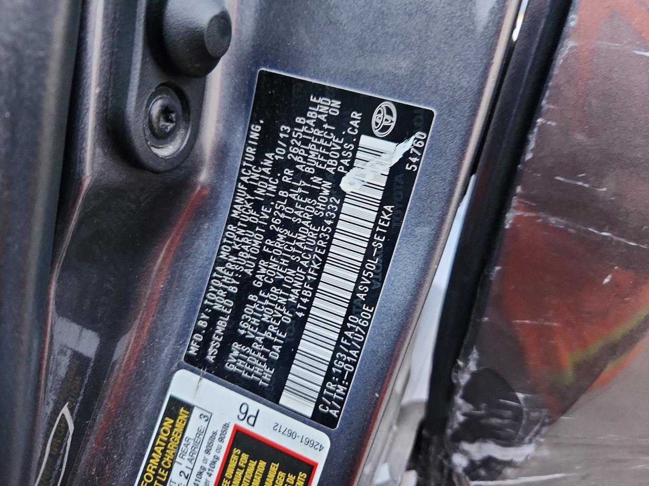 2014 TOYOTA CAMRY L photo 12