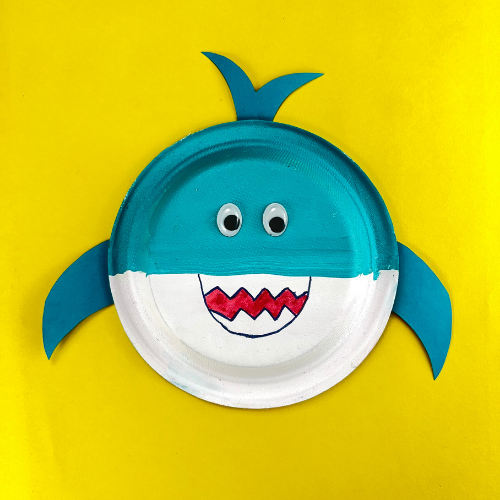 Paper Plate Shark Sewing Craft