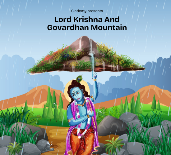 Lord Krishna And Govardhan Mountain