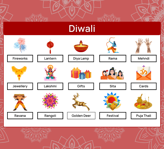 Hindu Diwali Word Mat