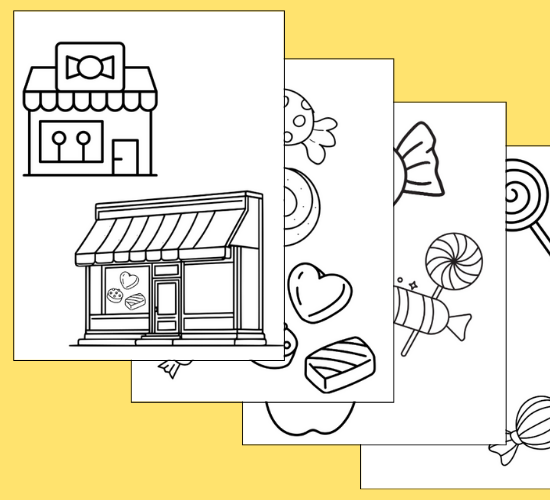 Candy Store Coloring Poster