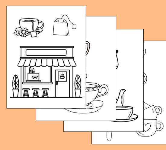Tea Party Coloring Poster