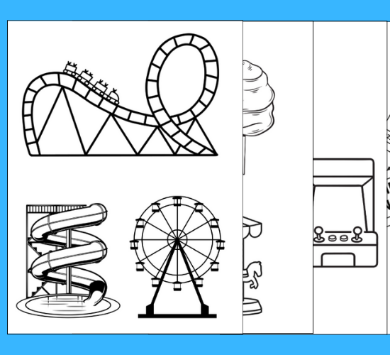 Theme Park Coloring Poster