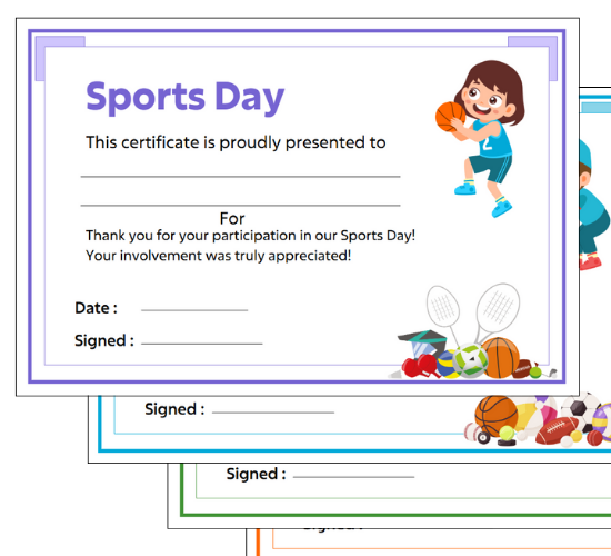 Sports Day Certificates