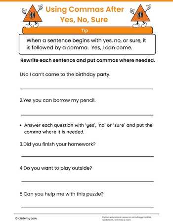 Using Commas After Yes, No, Sure
