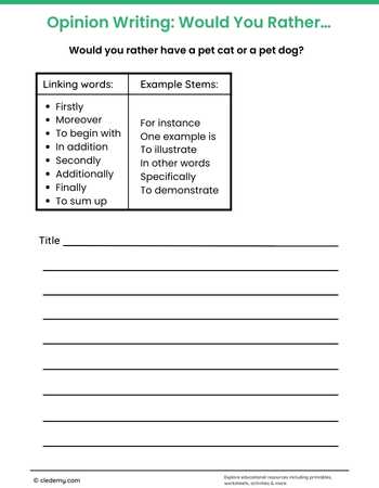 Opinion Writing Would You Rather-1
