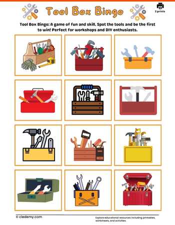 Tool Box Bingo Card