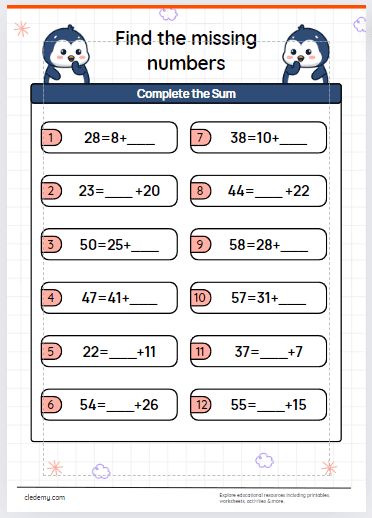 Find missing numbers and Complete sum