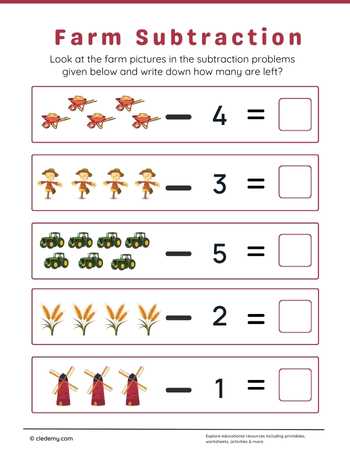 Picture to Number Farm Subtraction