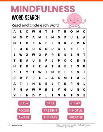 Mindfulness Word Search