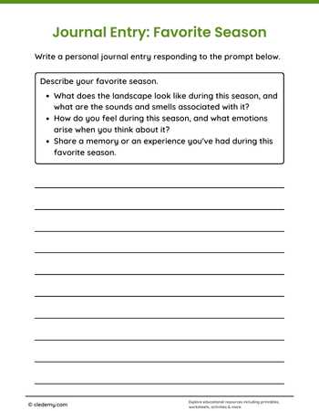 Journal Entry Favorite Season