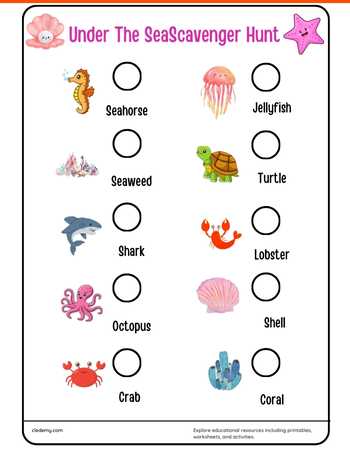 Under The Sea Scavenger Hunt