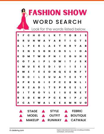 Fashion Show Word Search