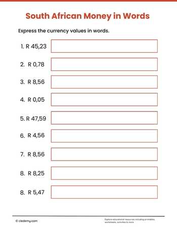 South African Money in Words