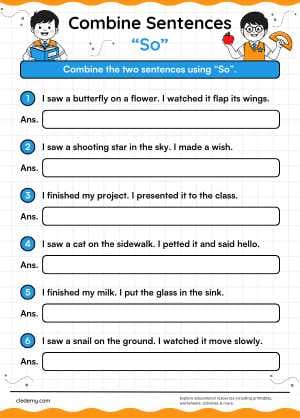 Combine Sentences Using 'So'