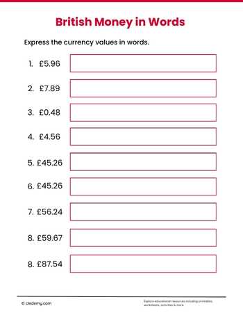 British Money in Words
