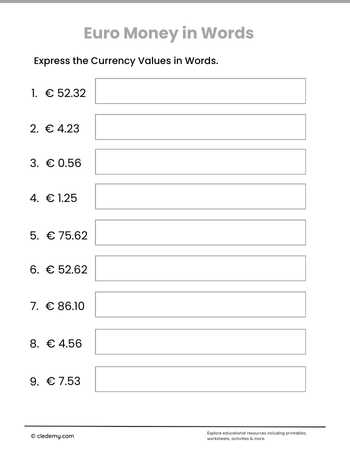 European Money in Words