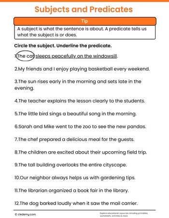 Identify the Subject and Predicate