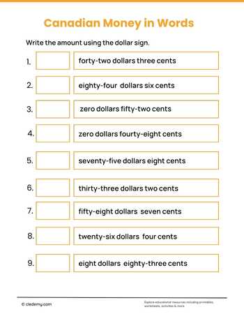 Write Canadian Money in Numbers