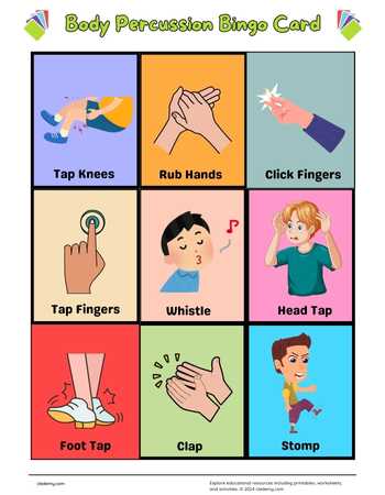 Body Percussion Bingo Card Activity