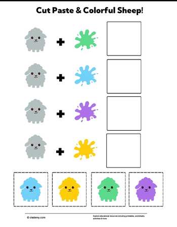 Cut Paste & Colorful Sheep