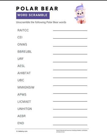 Polar Bear Word Scramble