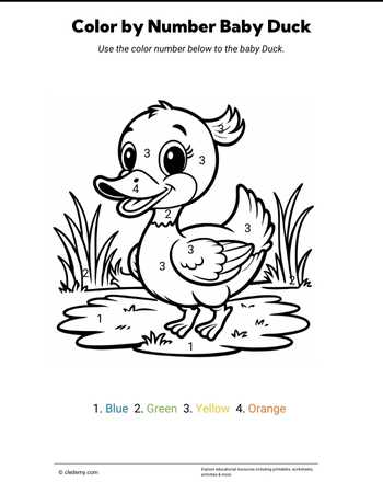 Color by Number Baby Duck