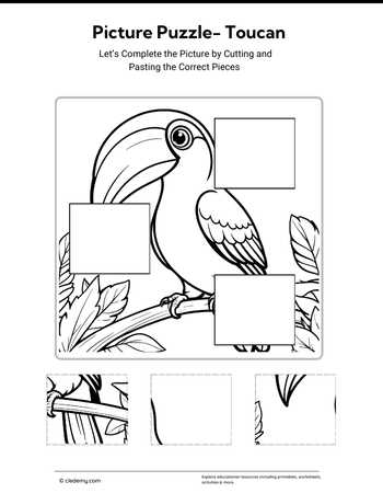 Cut & Paste Picture Puzzle- Toucan
