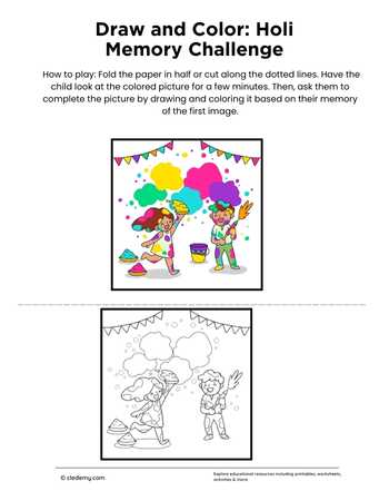 Draw and Color: Holi Memory Challenge