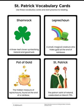 St. Patrick Vocabulary Cards