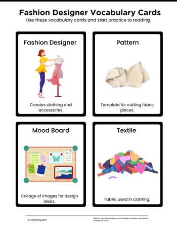 Fashion Designer-Vocabulary Cards