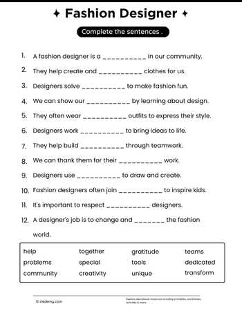 Complete Sentence-Fashion Designer