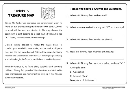 Timmy’s Treasure Map Reading Comprehension Passages & Questions