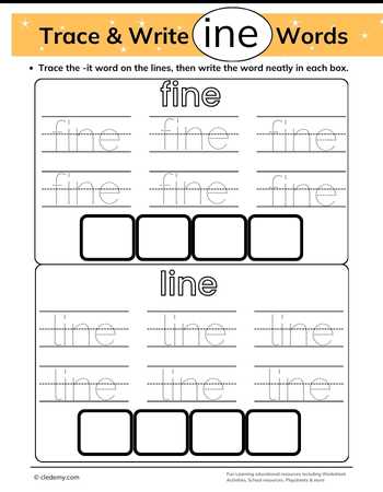 Practice Tracing and Writing -Ine Words