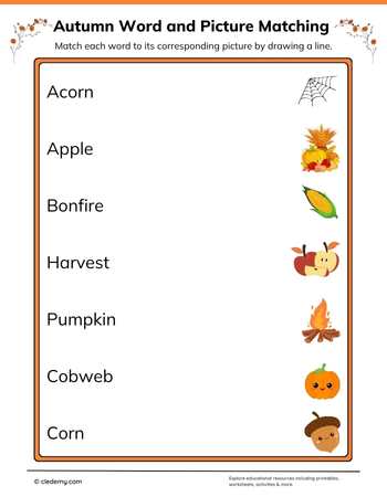 Autumn Word and Picture Matching
