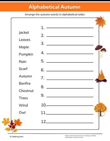 Autumn Alphabet Ordering