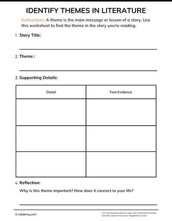 Identify Themes in Literature: Graphic Organizer