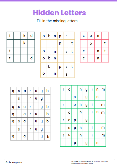 Hidden Letters Grade 4