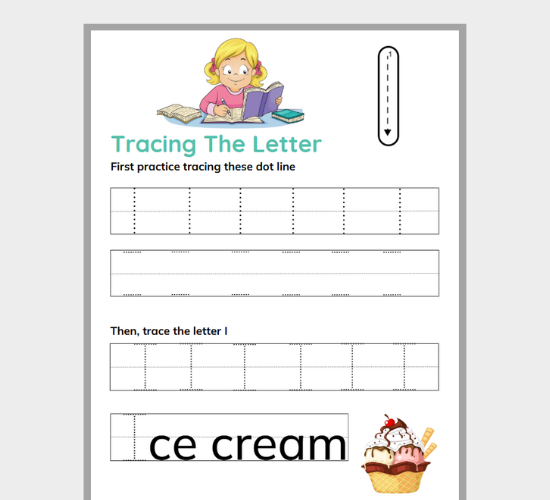 Uppercase Letter I Tracing Practice
