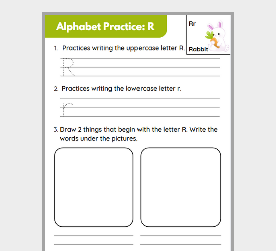 Letter R Writing and Drawing Practice